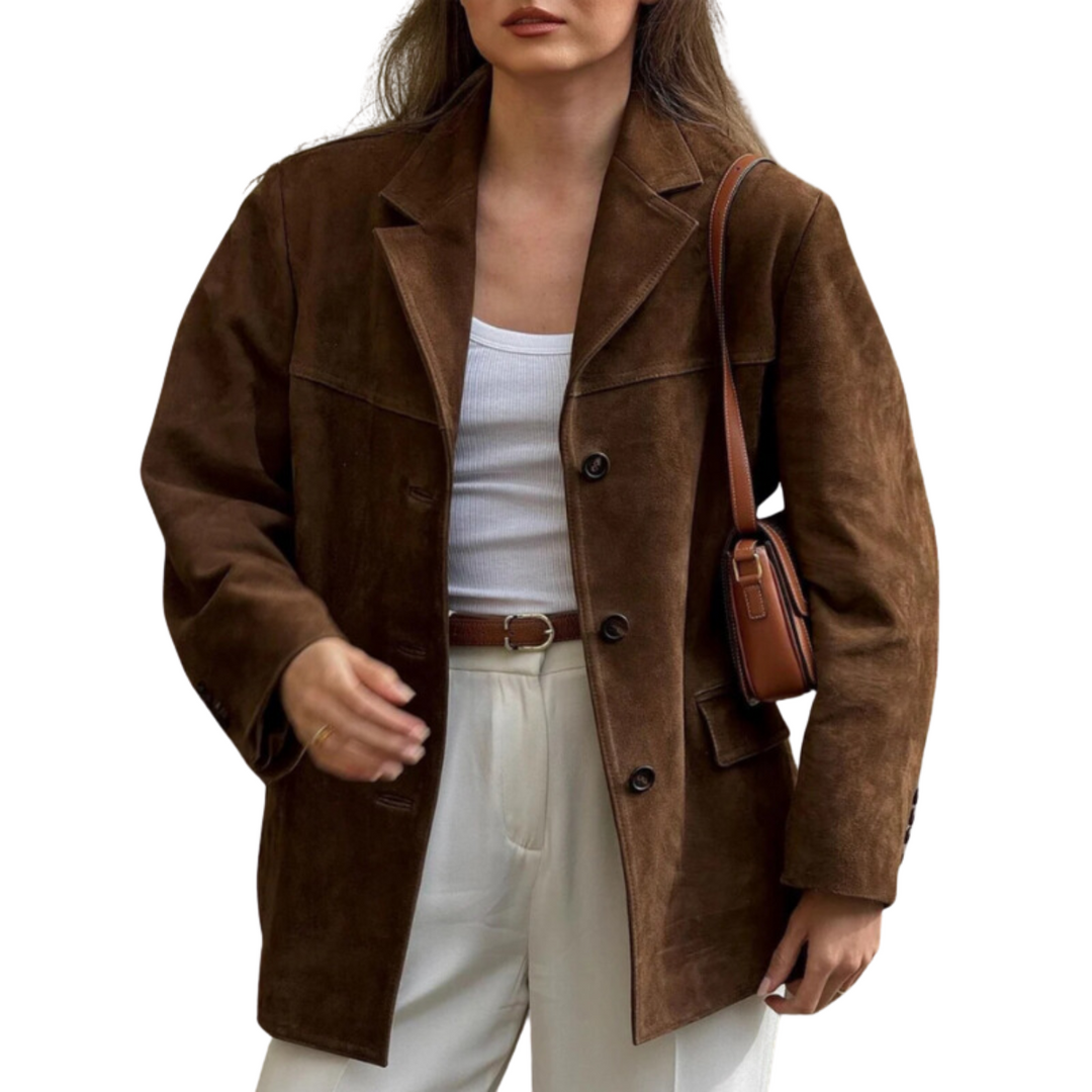 Oversized Suede Jacket with Lapels – Autumn Edition