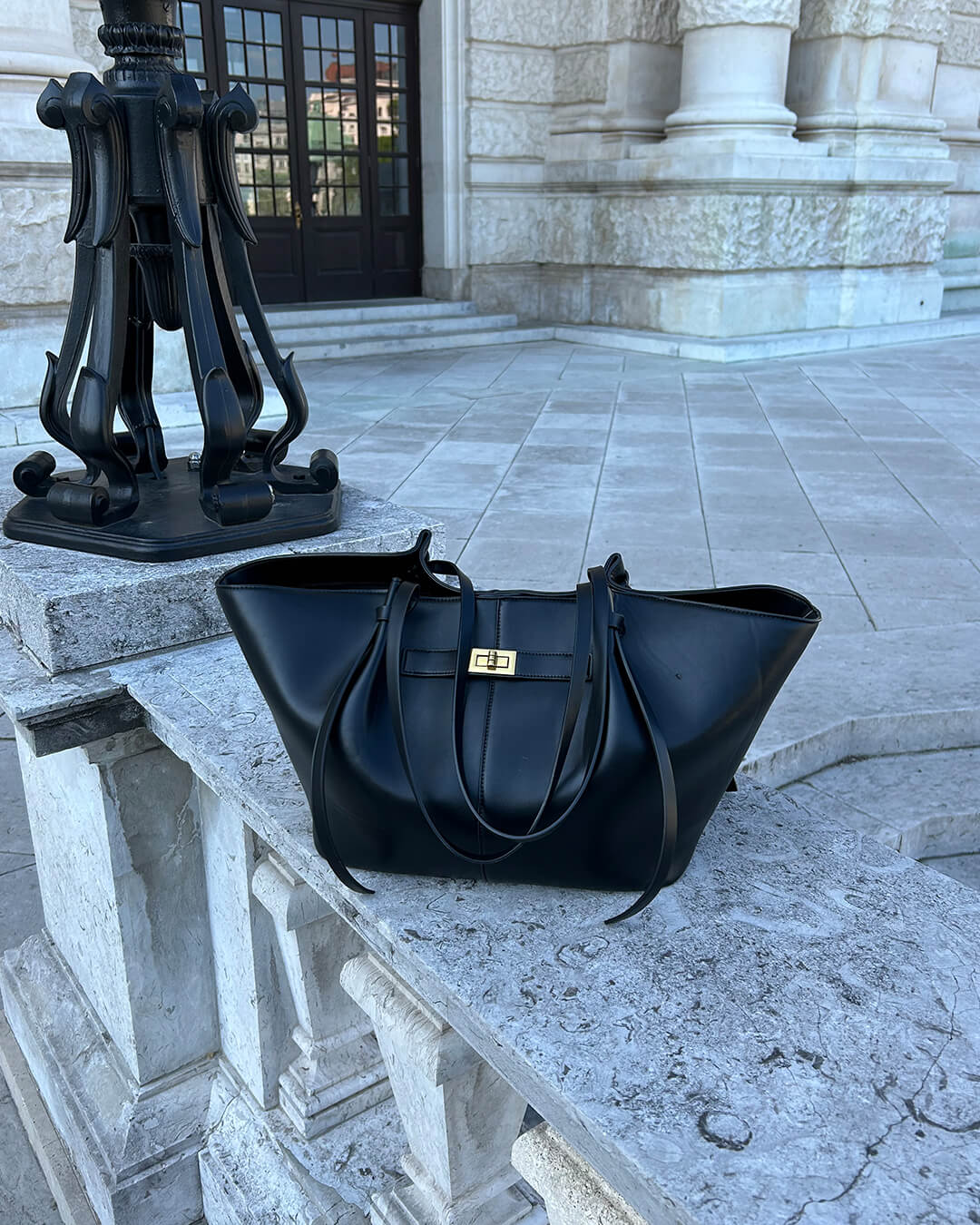 Oversized Vegan Leather Shopper Bag