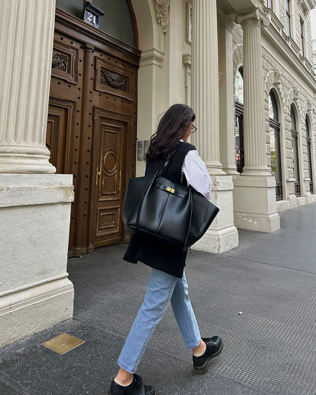 Oversized Vegan Leather Shopper Bag