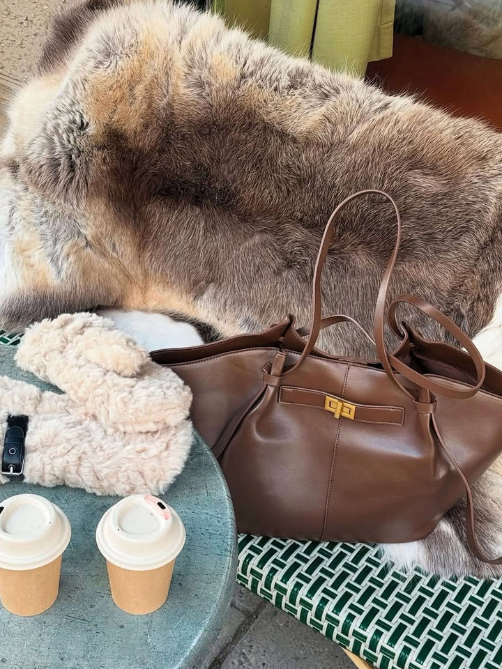 Oversized Vegan Leather Shopper Bag
