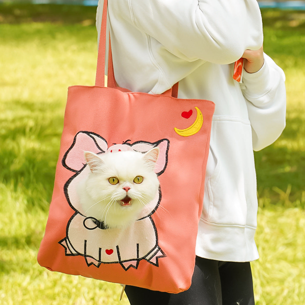 Pet Carrier Shoulder Bag with Cartoon Design