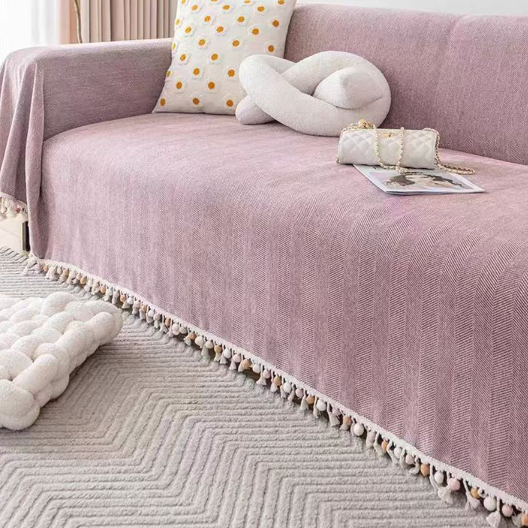 Pet-Friendly Boho Herringbone Tassel Sofa Cover