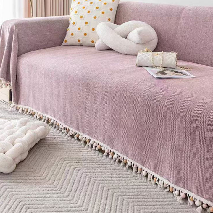 Pet-Friendly Boho Herringbone Tassel Sofa Cover