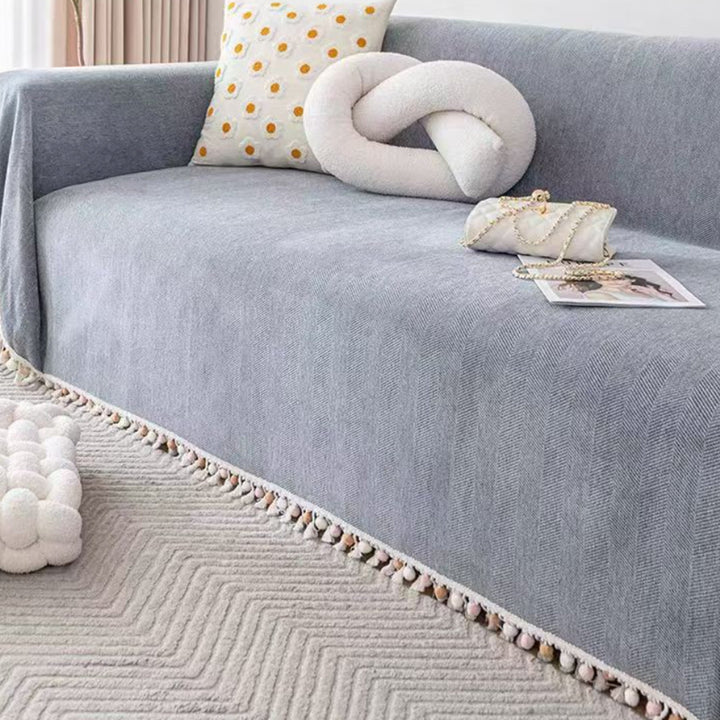 Pet-Friendly Boho Herringbone Tassel Sofa Cover