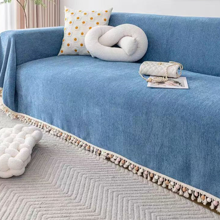 Pet-Friendly Boho Herringbone Tassel Sofa Cover