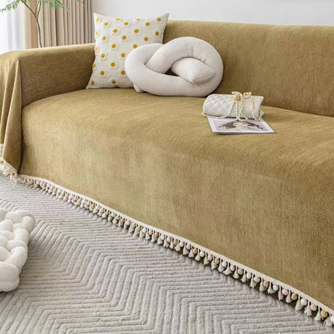 Pet-Friendly Boho Herringbone Tassel Sofa Cover