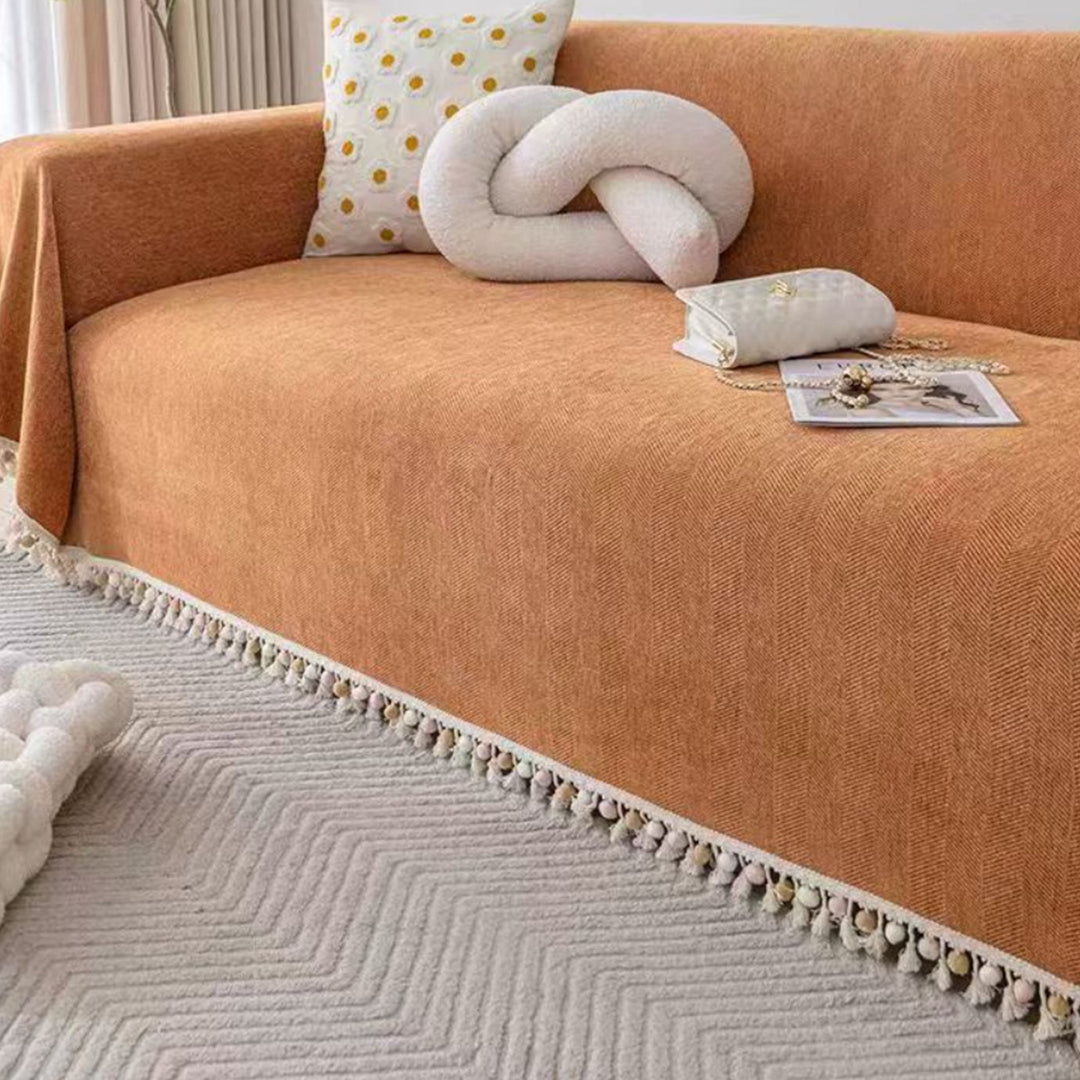 Pet-Friendly Boho Herringbone Tassel Sofa Cover