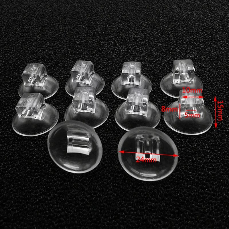 Plastic Aquarium Airline Tubing Suction Cup Holders - Pack of 10 with Clips for Secure Glass Attachment