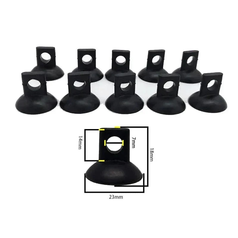 Plastic Aquarium Airline Tubing Suction Cup Holders - Pack of 10 with Clips for Secure Glass Attachment