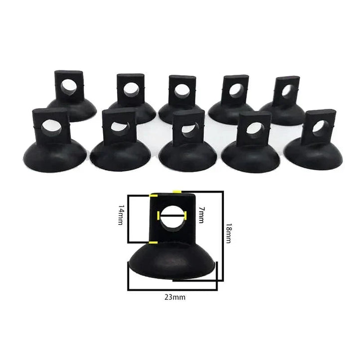 Plastic Aquarium Airline Tubing Suction Cup Holders - Pack of 10 with Clips for Secure Glass Attachment