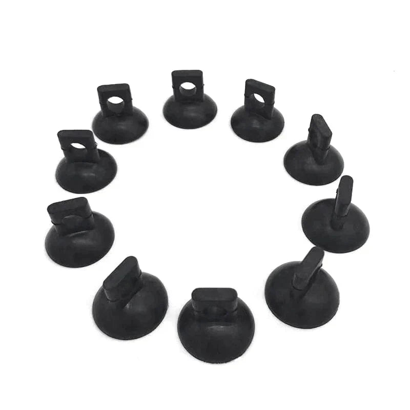 Plastic Aquarium Airline Tubing Suction Cup Holders - Pack of 10 with Clips for Secure Glass Attachment