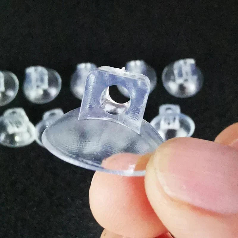 Plastic Aquarium Airline Tubing Suction Cup Holders - Pack of 10 with Clips for Secure Glass Attachment