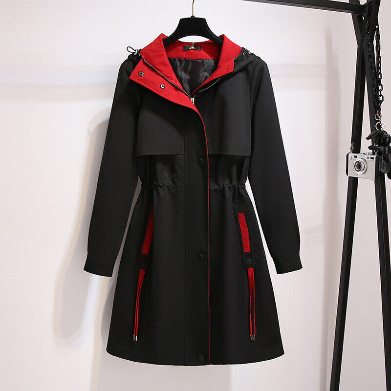 Plus-Size Hooded Windbreaker Coat