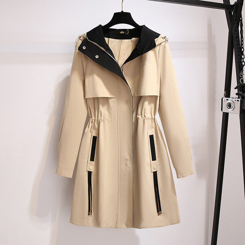 Plus-Size Hooded Windbreaker Coat