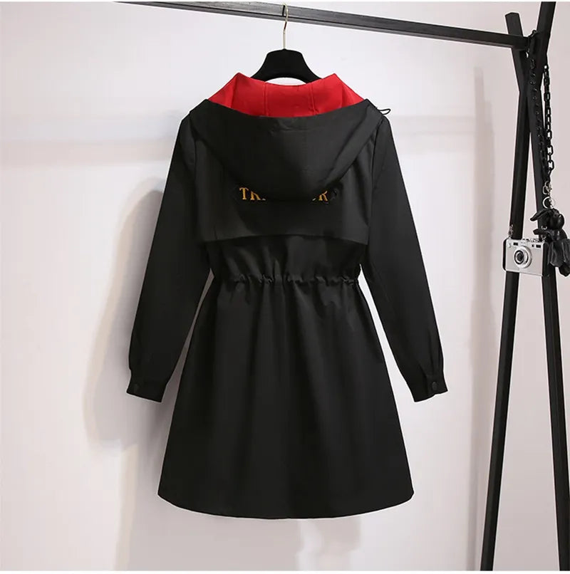 Plus-Size Hooded Windbreaker Coat