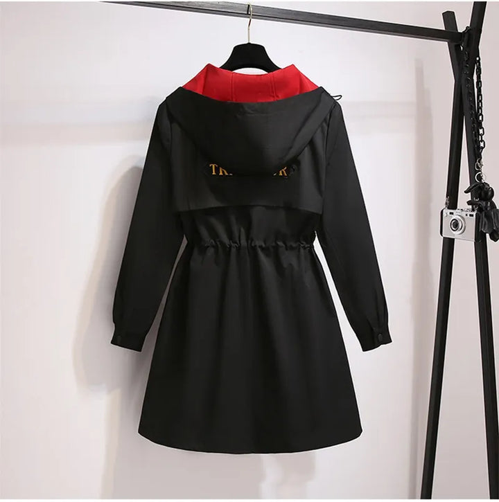 Plus-Size Hooded Windbreaker Coat