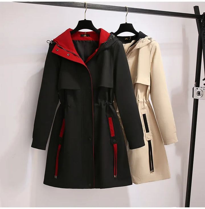 Plus-Size Hooded Windbreaker Coat
