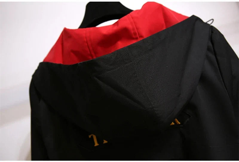 Plus-Size Hooded Windbreaker Coat