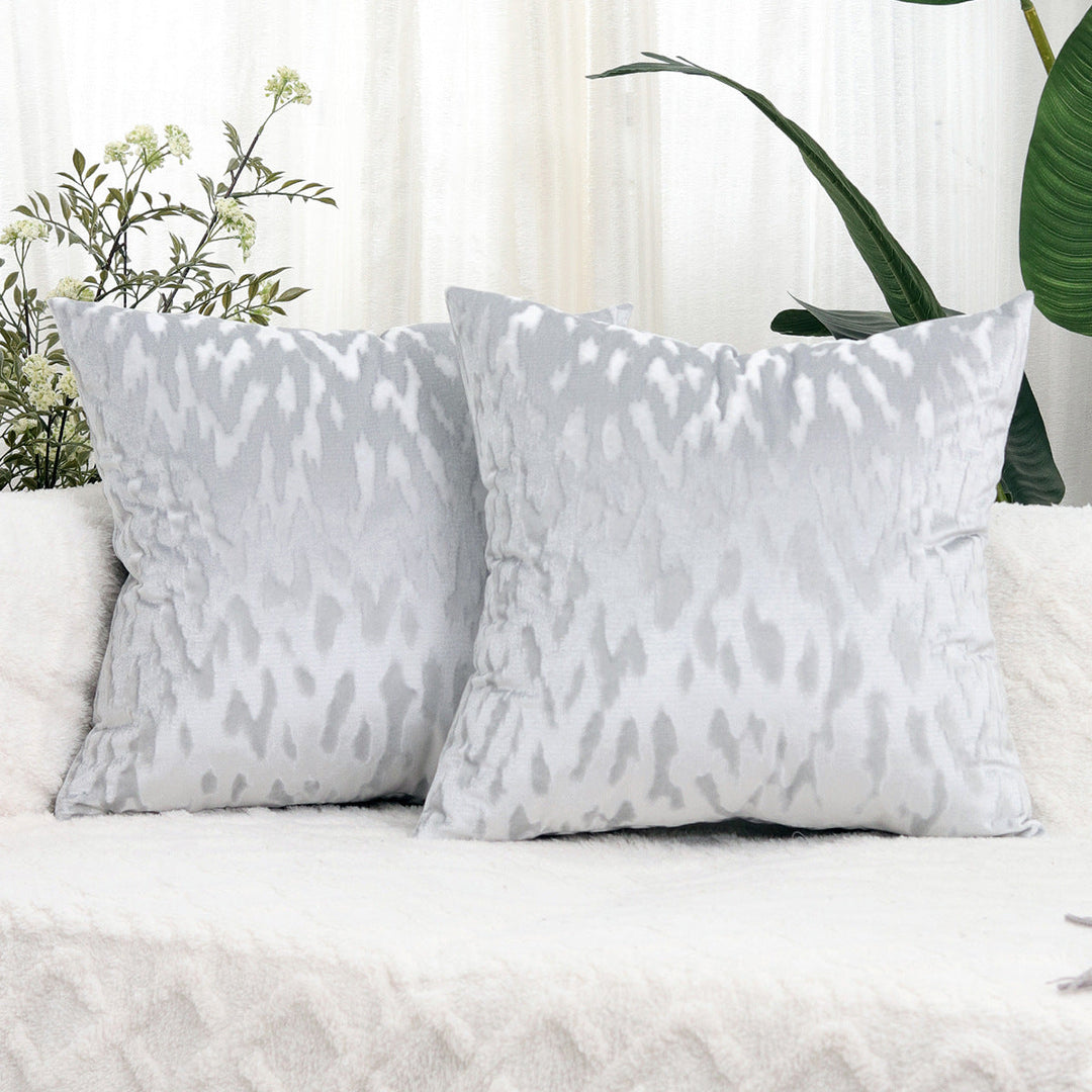 Plush Textured Velvet Square Throw Pillow Covers with Embossed Animal Jacquard