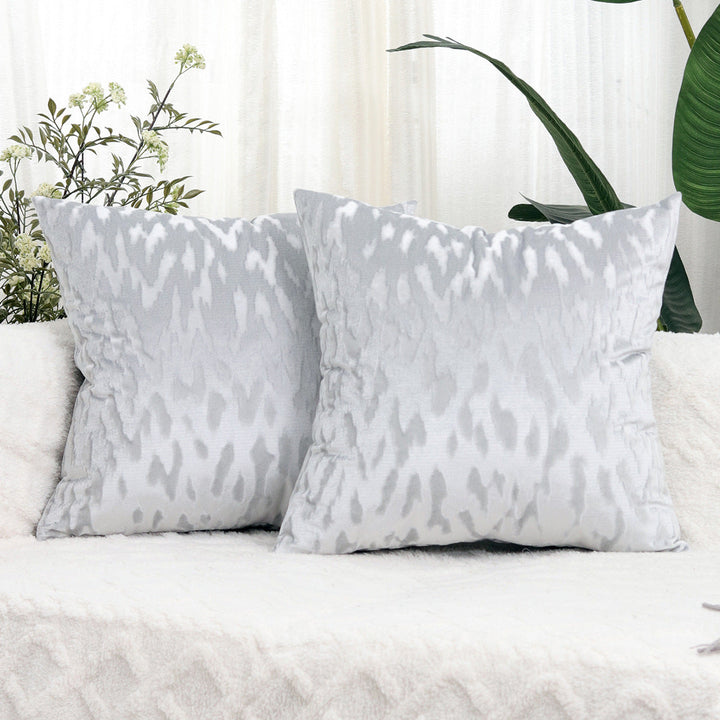 Plush Textured Velvet Square Throw Pillow Covers with Embossed Animal Jacquard