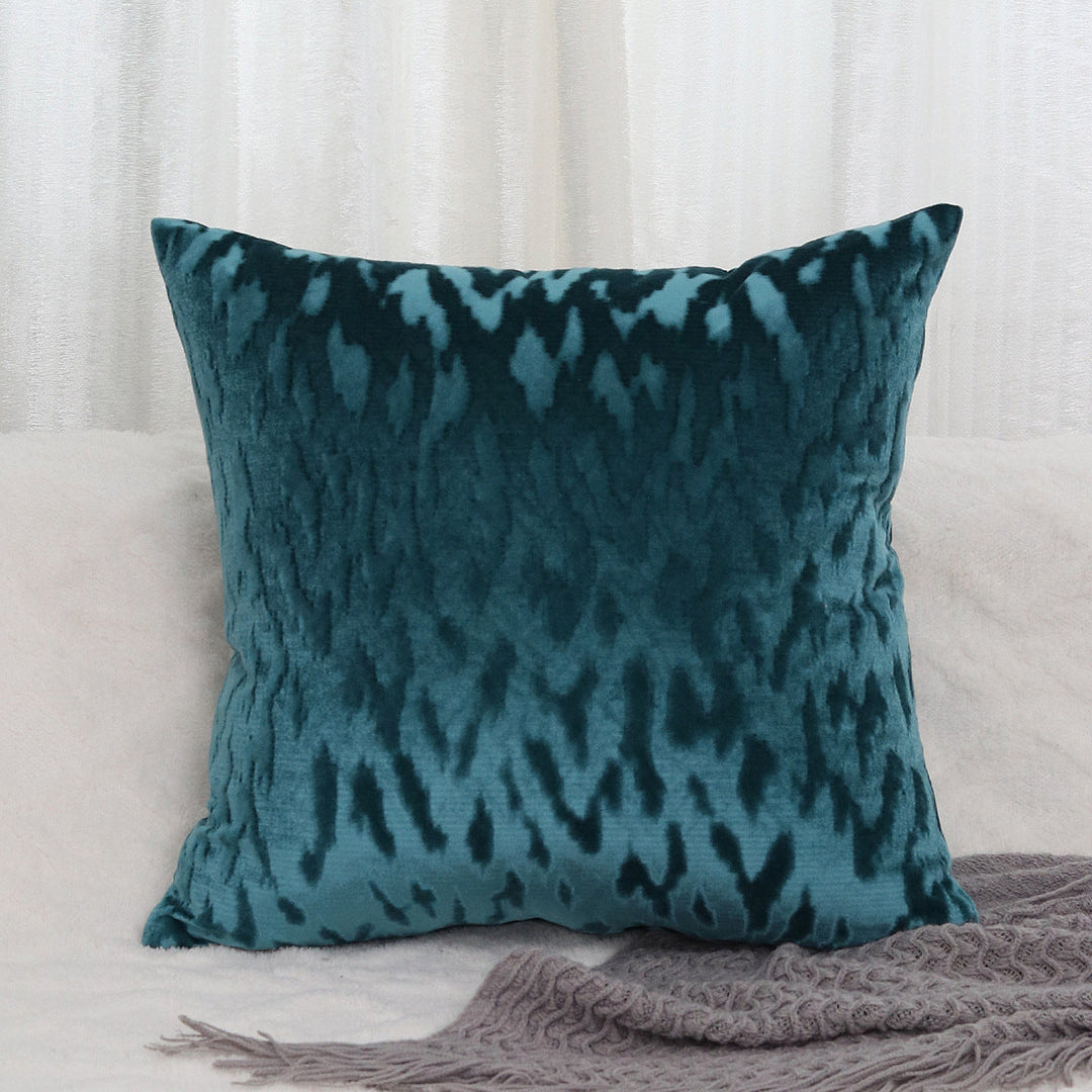 Plush Textured Velvet Square Throw Pillow Covers with Embossed Animal Jacquard