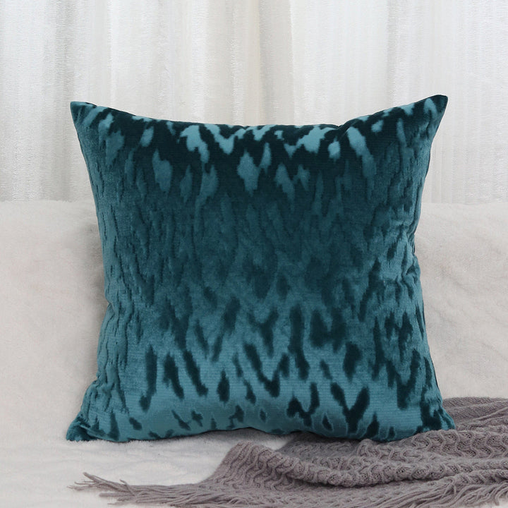 Plush Textured Velvet Square Throw Pillow Covers with Embossed Animal Jacquard