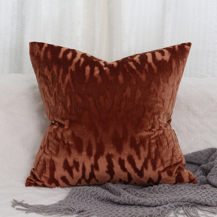 Plush Textured Velvet Square Throw Pillow Covers with Embossed Animal Jacquard