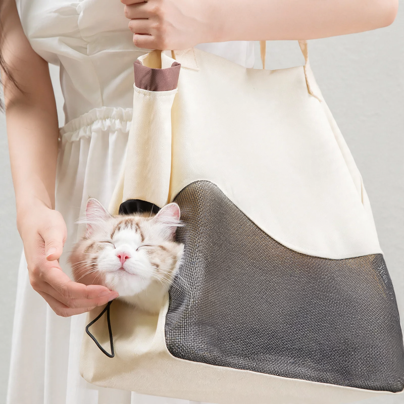 Portable Canvas Pet Carrier Bag with Viewing Window