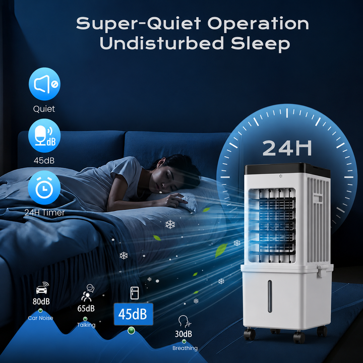Portable Evaporative Air Cooler for Home, 12L Tank &amp; Timer - Image 1