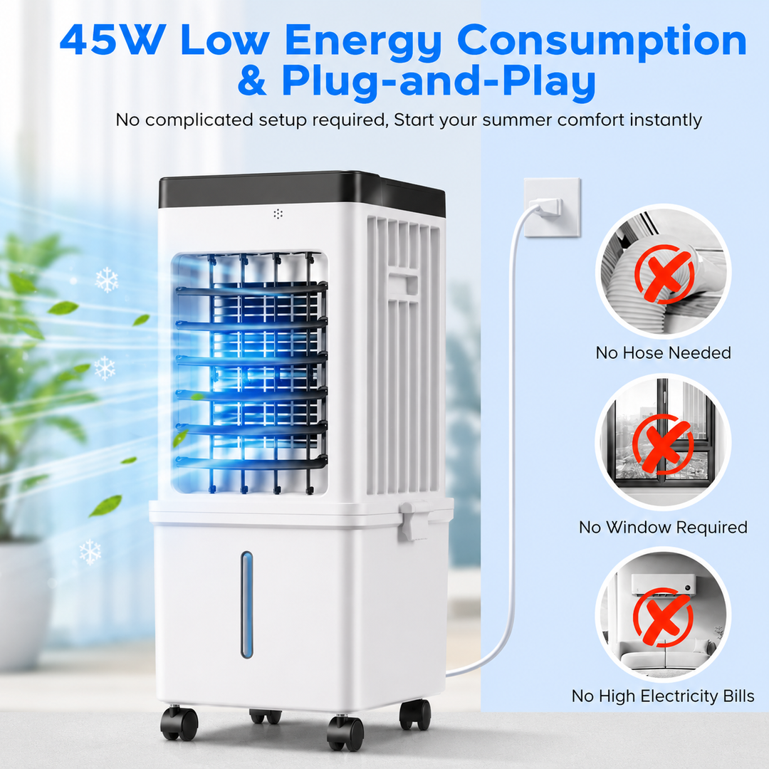 Portable Evaporative Air Cooler for Home, 12L Tank &amp; Timer - Image 2