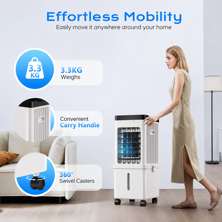 Portable Evaporative Air Cooler for Home, 12L Tank &amp; Timer - Image 2
