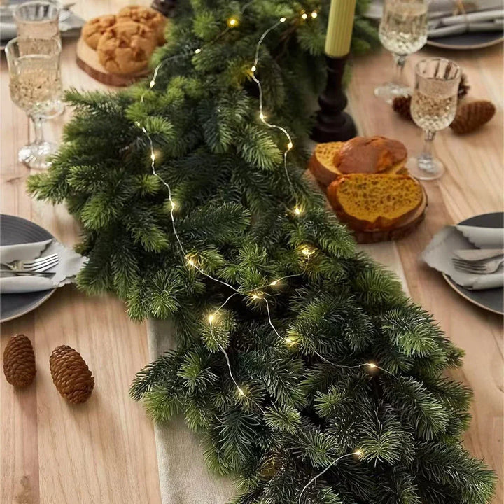 Pre-Lit Christmas Garland with 50 Warm LED Lights for Indoor Holiday Decoration