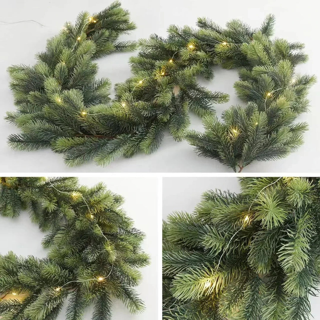 Pre-Lit Christmas Garland with 50 Warm LED Lights for Indoor Holiday Decoration