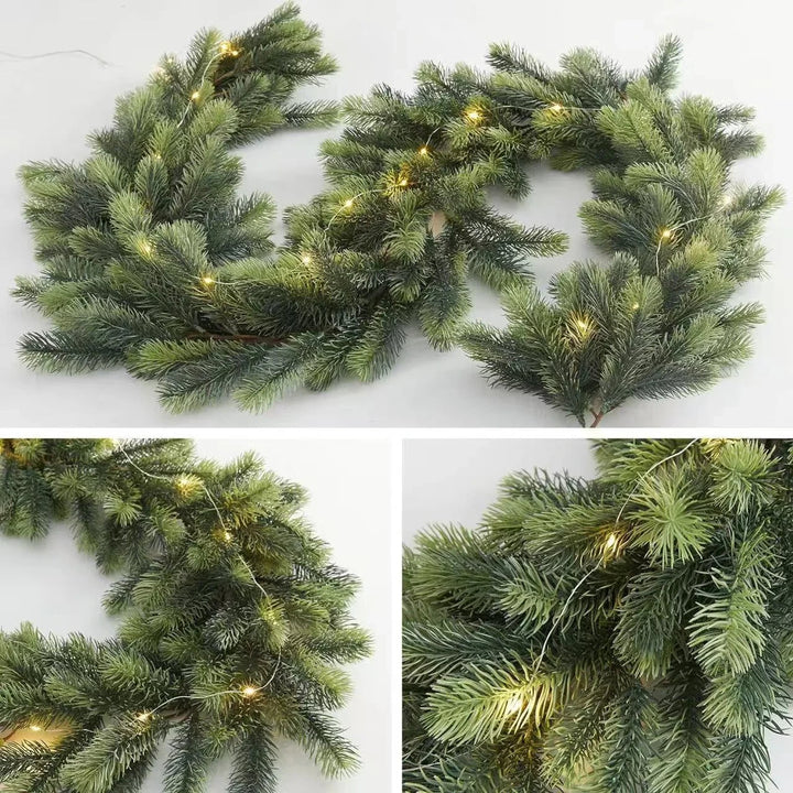 Pre-Lit Christmas Garland with 50 Warm LED Lights for Indoor Holiday Decoration