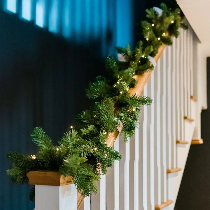 Pre-Lit Christmas Garland with 50 Warm LED Lights for Indoor Holiday Decoration