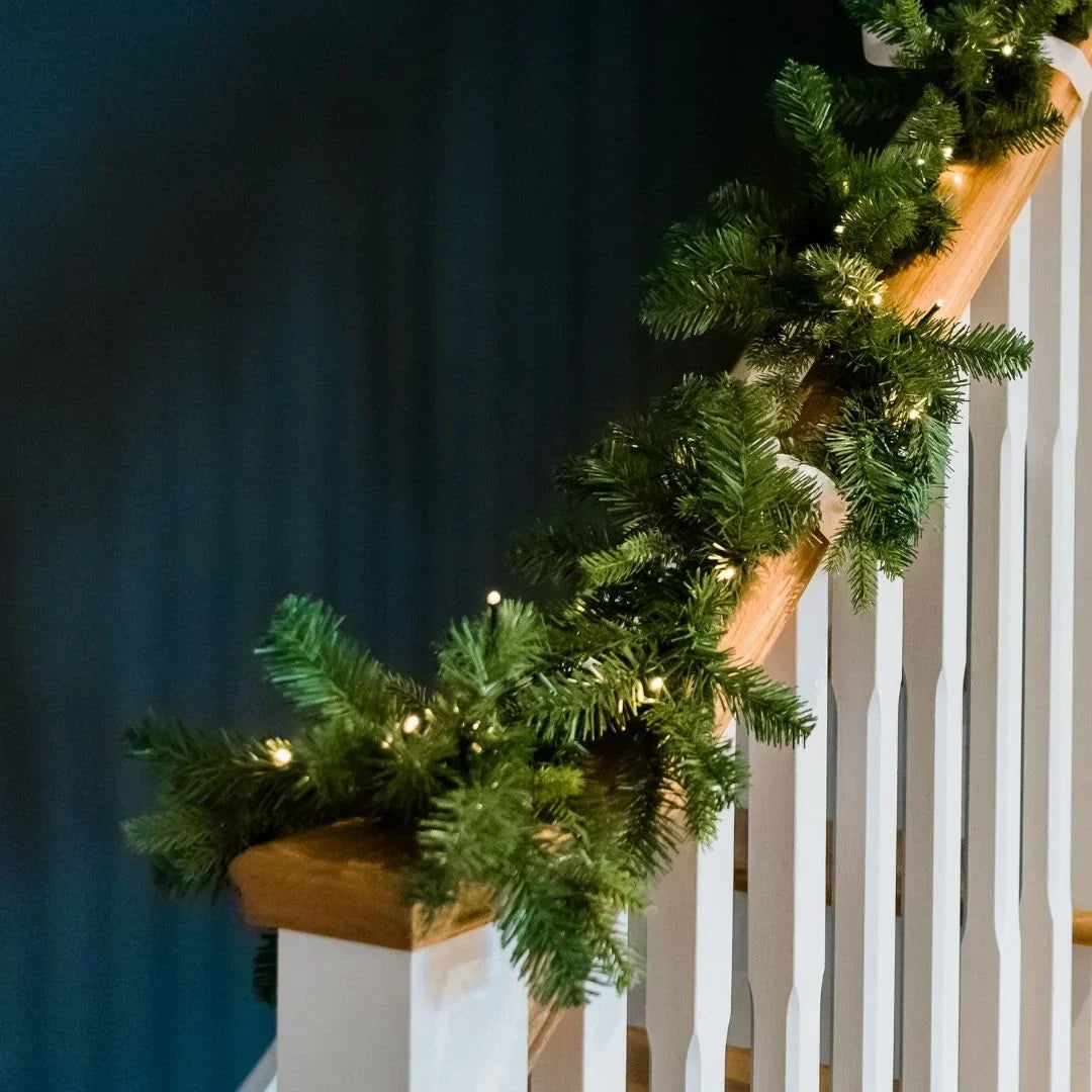 Pre-Lit Christmas Garland with 50 Warm LED Lights for Indoor Holiday Decoration