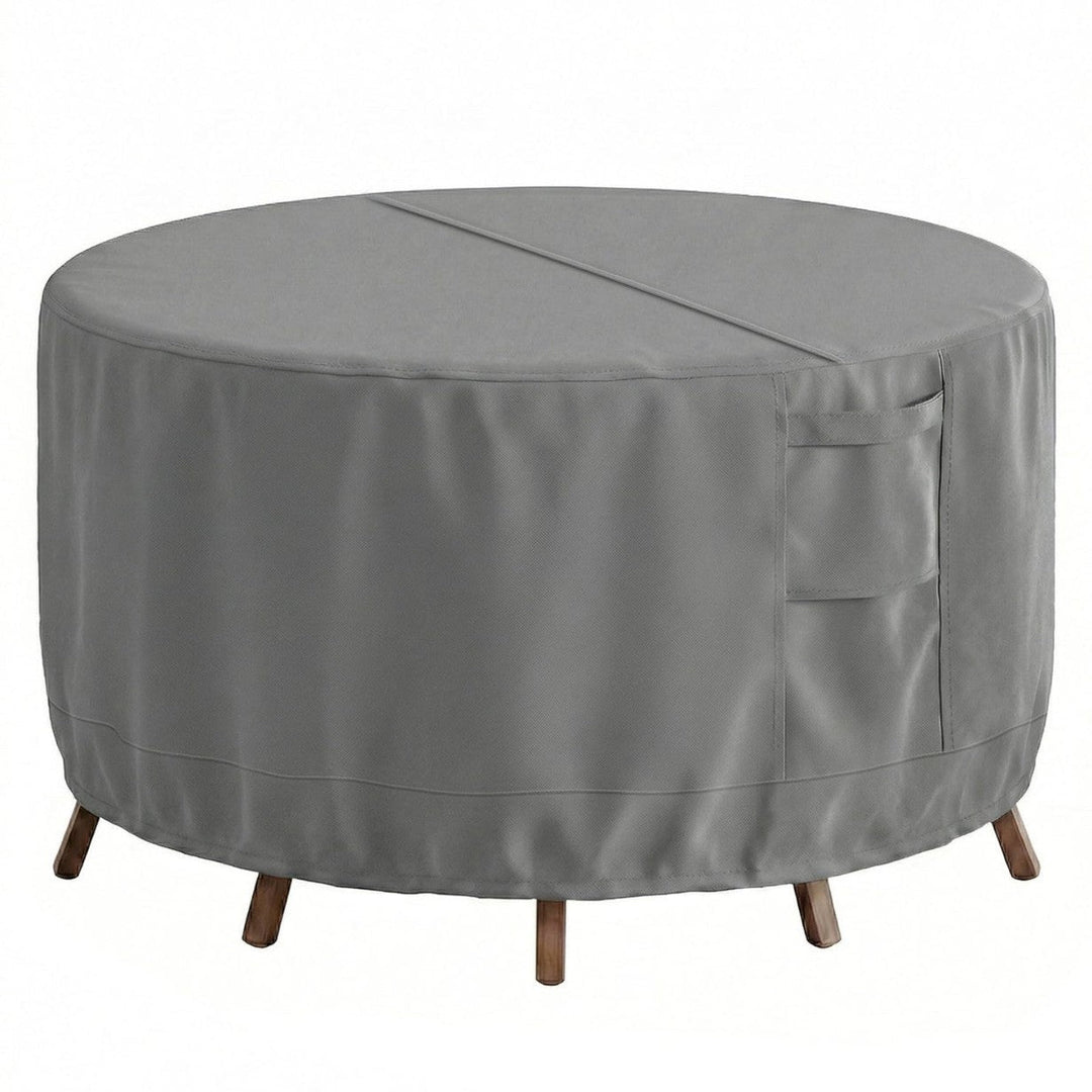 Protective Cover for Round Garden Tables Made of Breathable Material