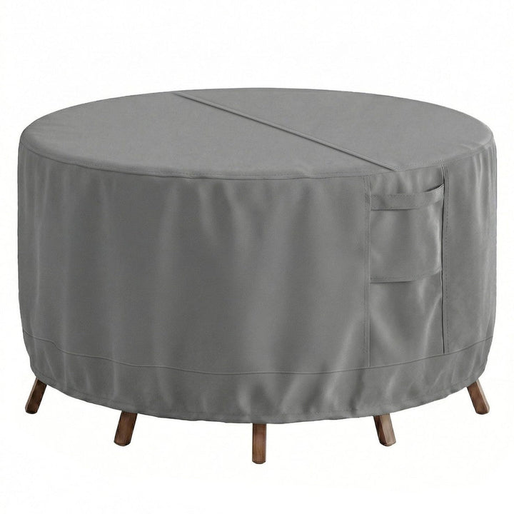 Protective Cover for Round Garden Tables Made of Breathable Material