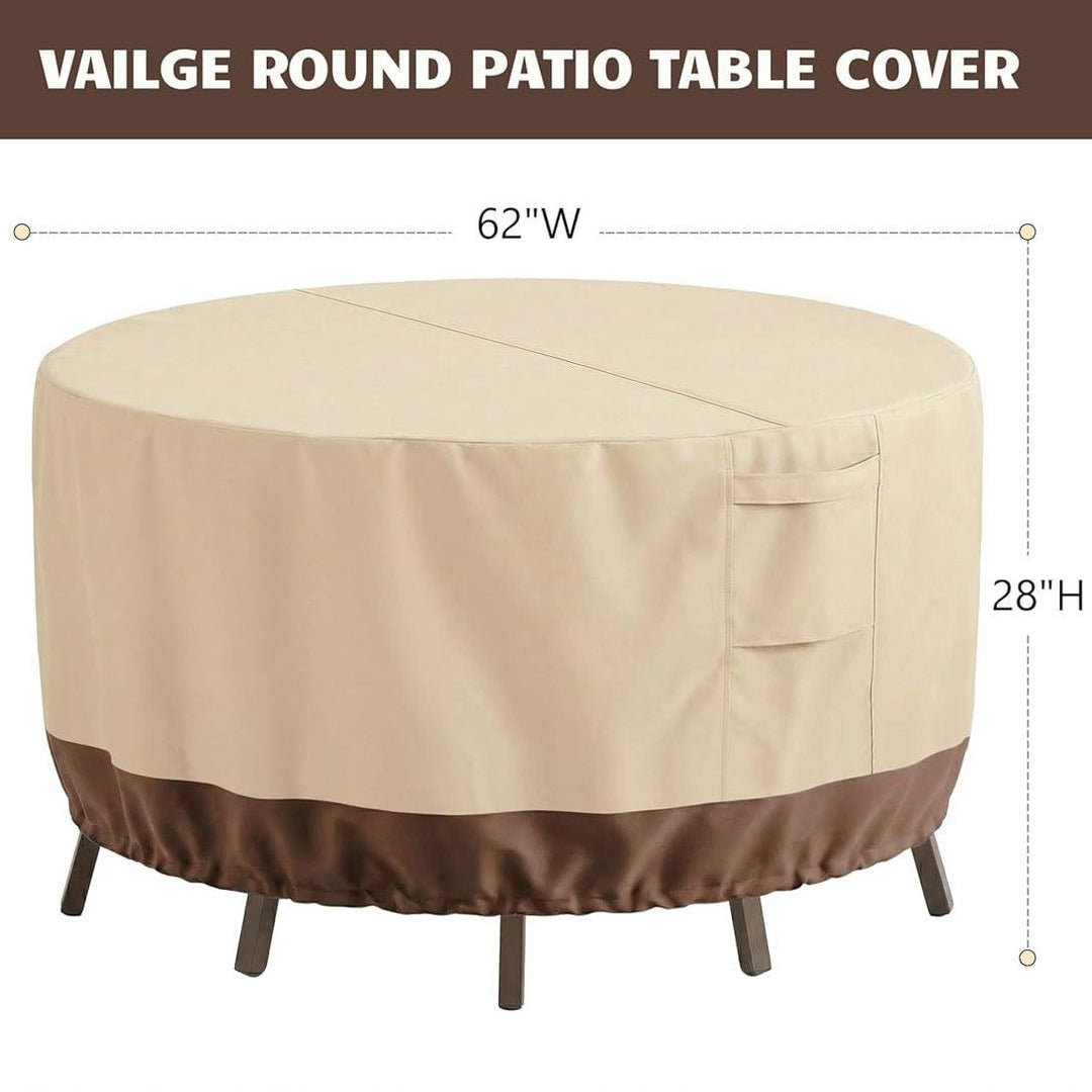 Protective Cover for Round Garden Tables Made of Breathable Material