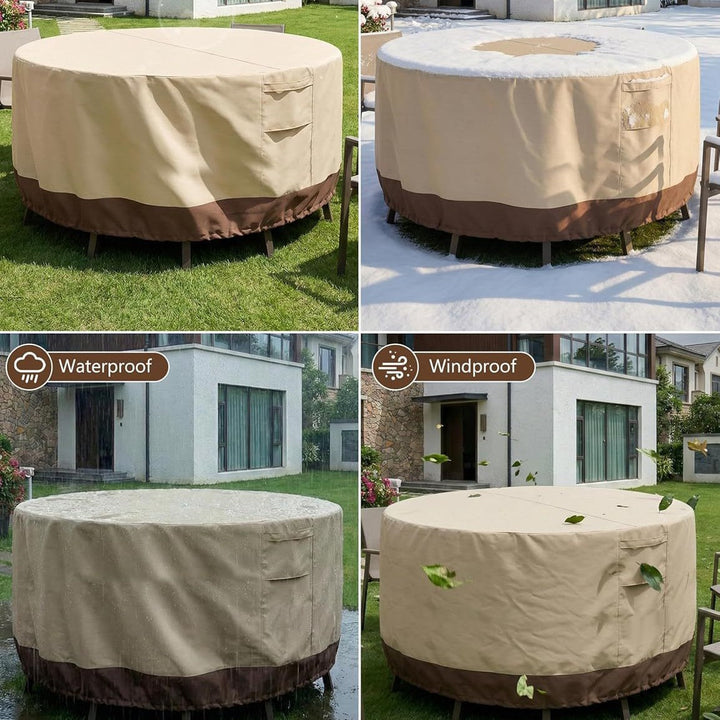 Protective Cover for Round Garden Tables Made of Breathable Material