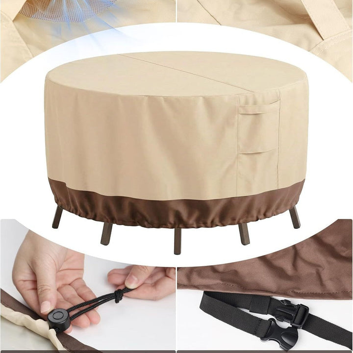 Protective Cover for Round Garden Tables Made of Breathable Material