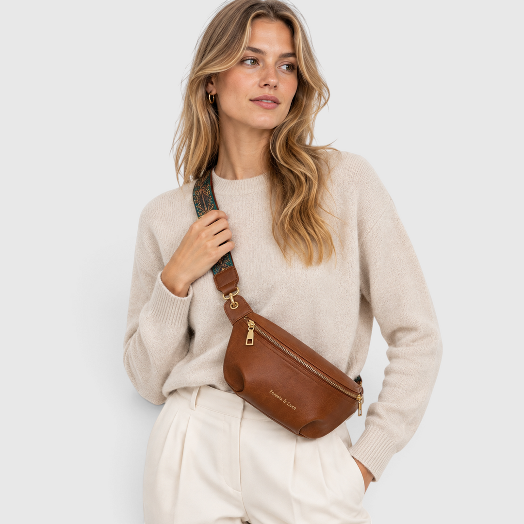 PU Leather Sling Bag with Wide Strap