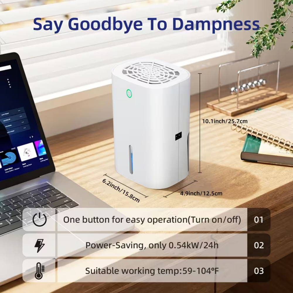 Quiet Portable Dehumidifier for Basements, Bathrooms and Small Rooms