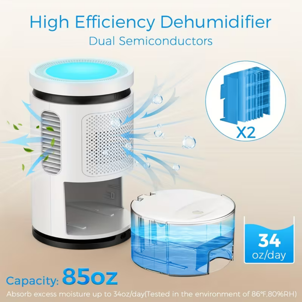 Quiet Portable Dehumidifier for Basements, Bathrooms and Small Rooms