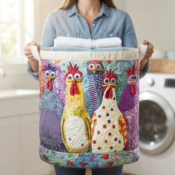 Quilted Fabric Laundry Hamper – Freestanding, Collapsible, Canvas Handles, 3 Sizes