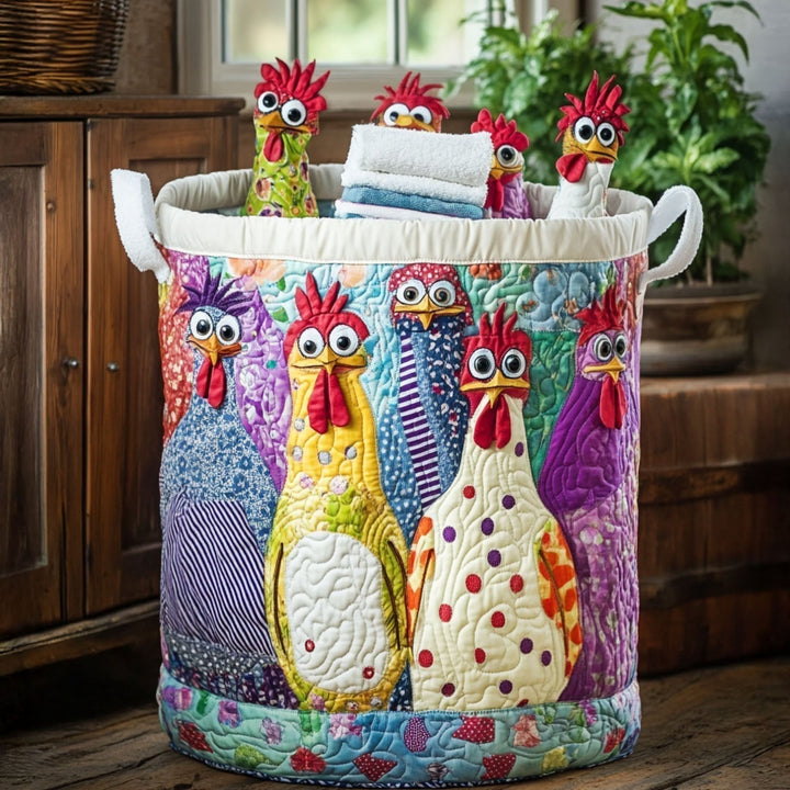 Quilted Fabric Laundry Hamper – Freestanding, Collapsible, Canvas Handles, 3 Sizes