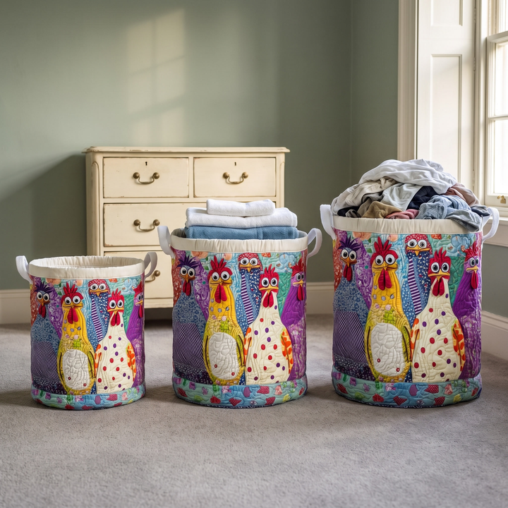 Quilted Fabric Laundry Hamper – Freestanding, Collapsible, Canvas Handles, 3 Sizes