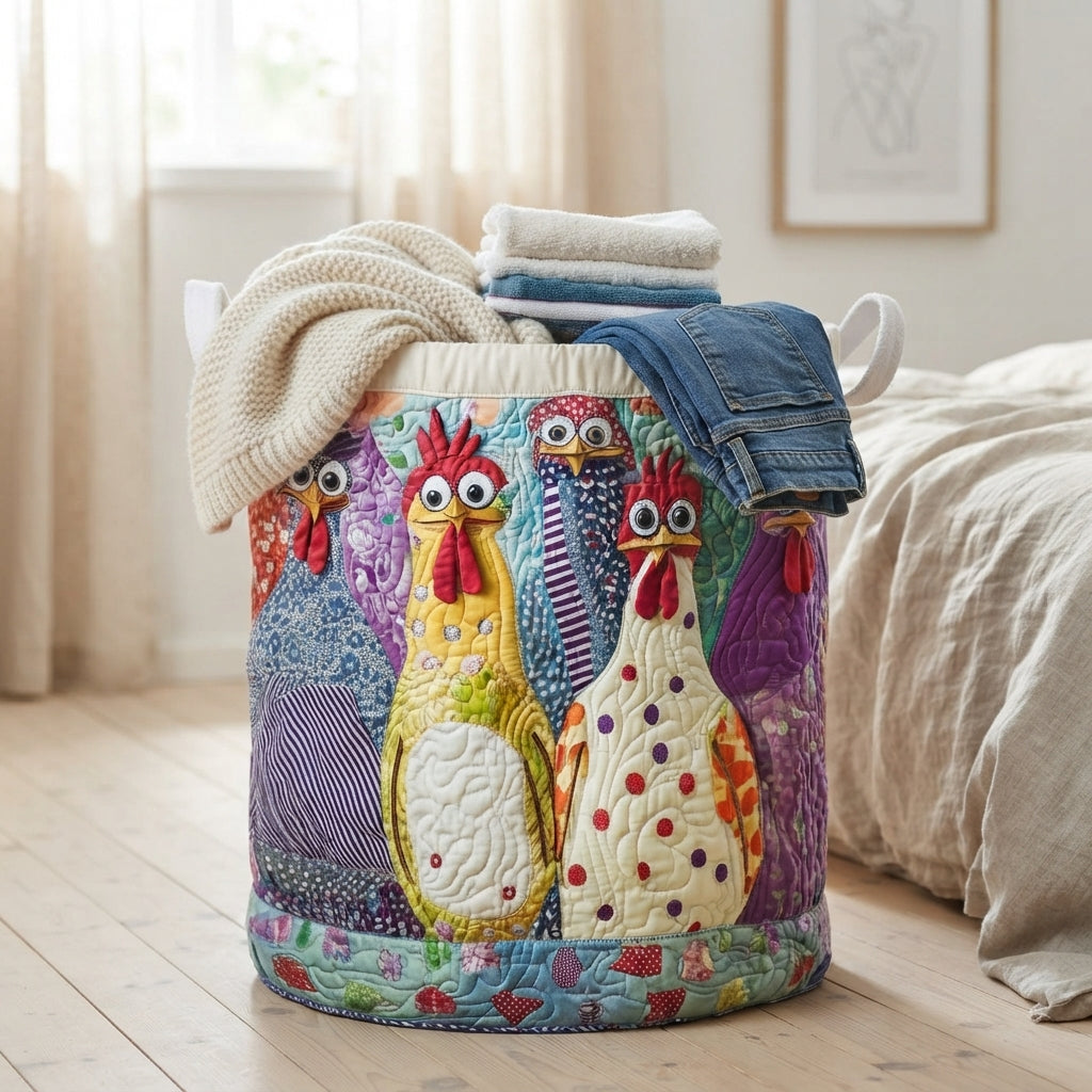 Quilted Fabric Laundry Hamper – Freestanding, Collapsible, Canvas Handles, 3 Sizes