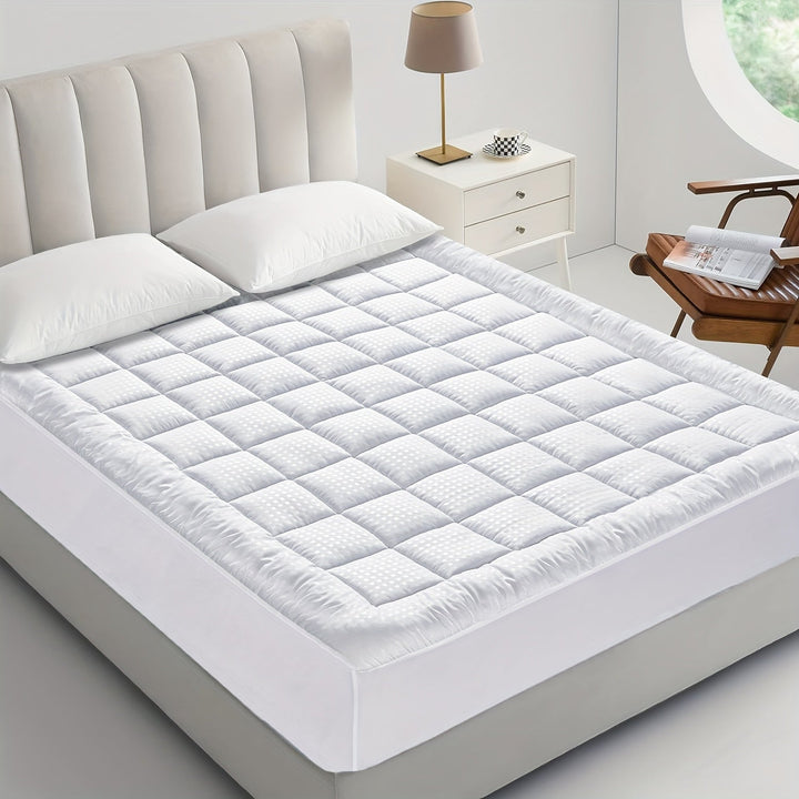 Quilted Pillow-Top Cooling Mattress Pad – Breathable and Fluffy Deep-Pocket Mattress Cover