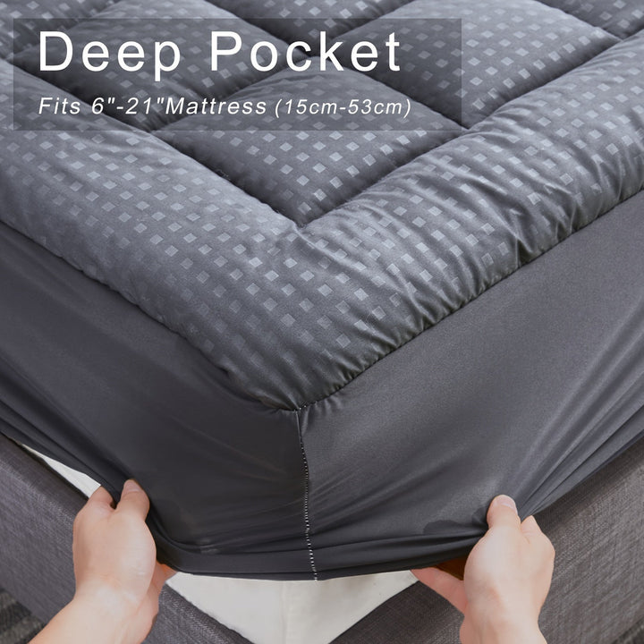 Quilted Pillow-Top Cooling Mattress Pad – Breathable and Fluffy Deep-Pocket Mattress Cover